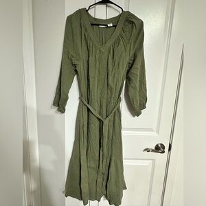 Lucky Brand Long Sleeve Flowy Olive Dress